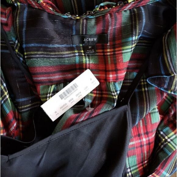 J. Crew Ruffle Collar Stewart Tartan Plaid Sleeveless Button Top Blouse Medium - Picture 9 of 11